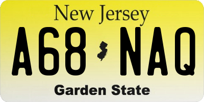 NJ license plate A68NAQ