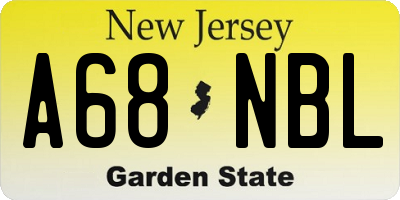 NJ license plate A68NBL