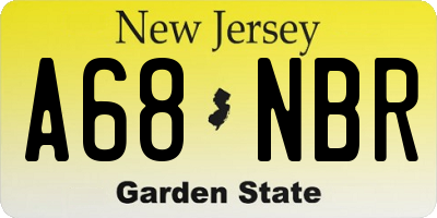 NJ license plate A68NBR