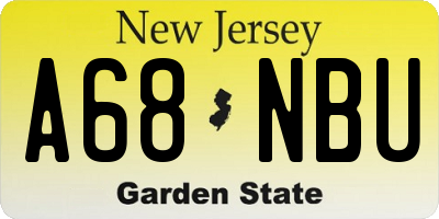 NJ license plate A68NBU