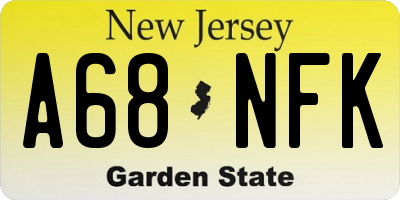 NJ license plate A68NFK