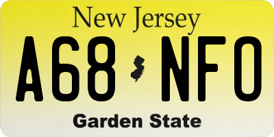 NJ license plate A68NFO