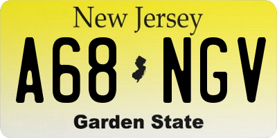 NJ license plate A68NGV