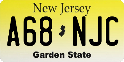 NJ license plate A68NJC