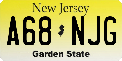 NJ license plate A68NJG