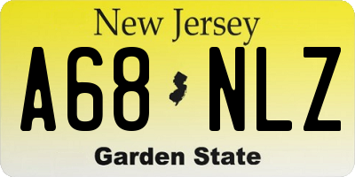 NJ license plate A68NLZ