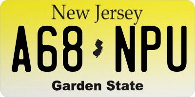 NJ license plate A68NPU