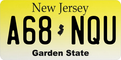 NJ license plate A68NQU