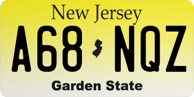 NJ license plate A68NQZ