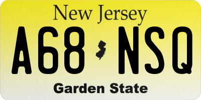 NJ license plate A68NSQ