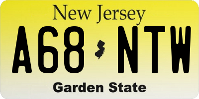 NJ license plate A68NTW
