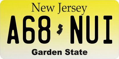 NJ license plate A68NUI