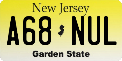 NJ license plate A68NUL