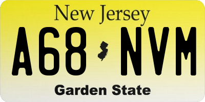 NJ license plate A68NVM