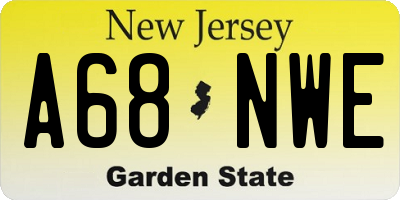 NJ license plate A68NWE