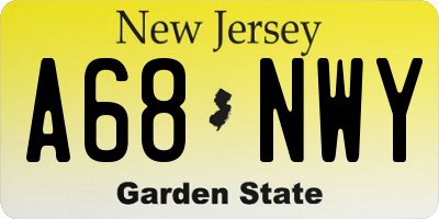 NJ license plate A68NWY