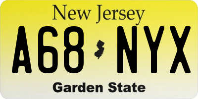 NJ license plate A68NYX
