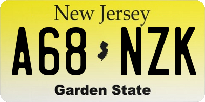 NJ license plate A68NZK