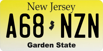 NJ license plate A68NZN