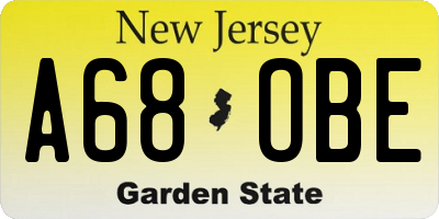 NJ license plate A68OBE