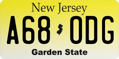 NJ license plate A68ODG