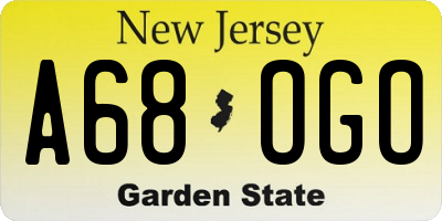 NJ license plate A68OGO