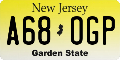NJ license plate A68OGP