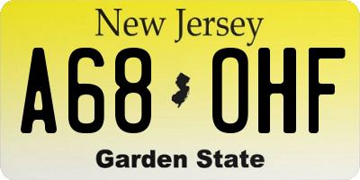 NJ license plate A68OHF