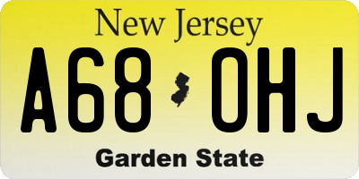 NJ license plate A68OHJ