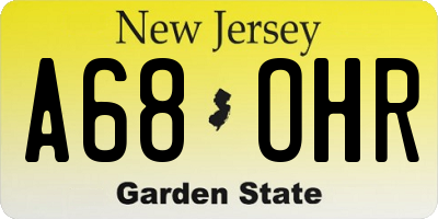 NJ license plate A68OHR