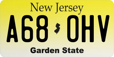 NJ license plate A68OHV
