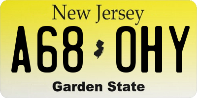 NJ license plate A68OHY