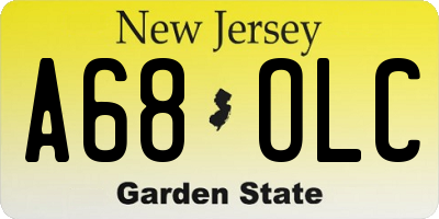 NJ license plate A68OLC