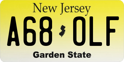NJ license plate A68OLF