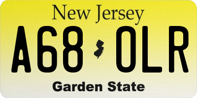 NJ license plate A68OLR