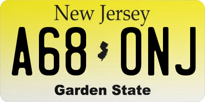 NJ license plate A68ONJ