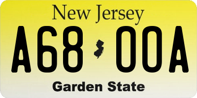 NJ license plate A68OOA