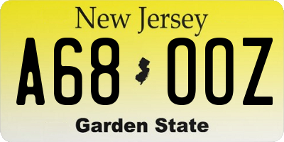 NJ license plate A68OOZ