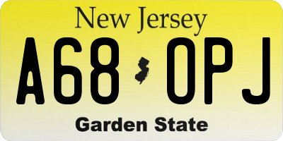 NJ license plate A68OPJ