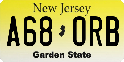 NJ license plate A68ORB