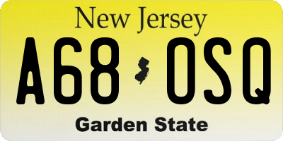NJ license plate A68OSQ
