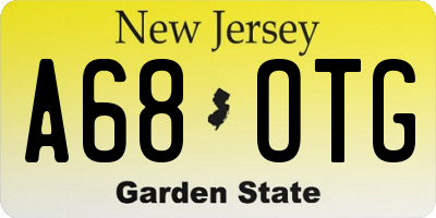 NJ license plate A68OTG