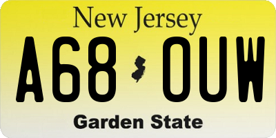 NJ license plate A68OUW