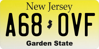 NJ license plate A68OVF