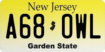 NJ license plate A68OWL