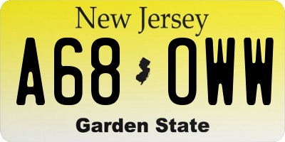 NJ license plate A68OWW