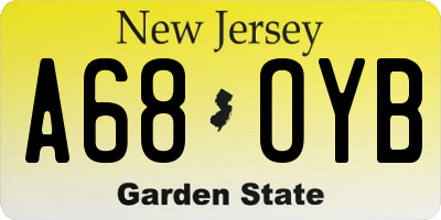 NJ license plate A68OYB