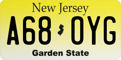 NJ license plate A68OYG