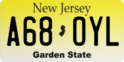 NJ license plate A68OYL