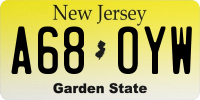 NJ license plate A68OYW